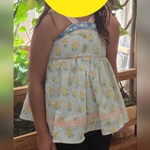 Floral Sundress with Yellow and Blue Accents